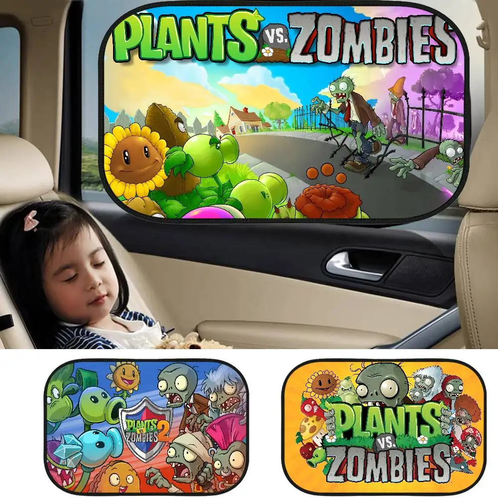 

P-Plants-vs-Zombie Car Sun Shade UV Electrostatic Adsorption Car Window Sunshade Universal Auto Outdoor Sunscreen