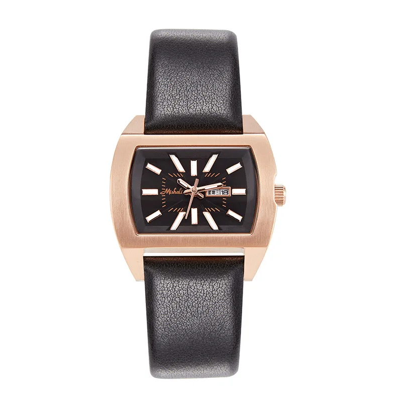 Rectangular vintage Wrist Watches For Women Silver Case Ladies Luxury Brand Genuine Leather Band Quartz Clock Reloj Mujer