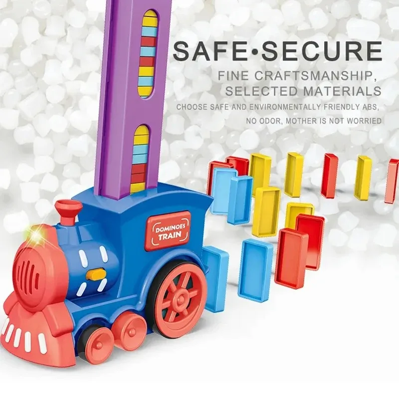 التلقائي وضع الدومينو قطار سيارة كهربائية كتل الطوب عدة لعبة الإبداعية الذكاء التعليمية لتقوم بها بنفسك لعبة طفل عيد ميلاد الصبي هدية
