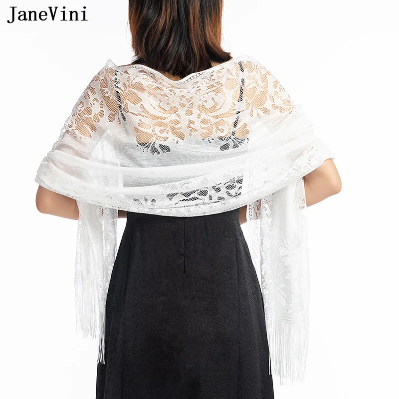 

JaneVini White Lace Jacket Bridal Cape Bolero Mariage Bride Wedding Party Wraps Shawl Boleros for Women Shrugs Coprispalle Donna