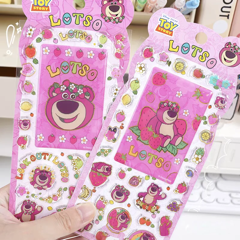Disney Toy Story Lotsohuggin Bear Kawaii 3D Three-Dimensional Golden Edge Jelly Texture Resin Sticker Guuka Material Girl's Gift