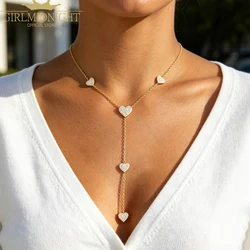 High Quality Sexy Heart Charm Long Y Lariat Necklace Micro Pave Clear CZ Link Chain Delicate Necklace Women Lover Jewelry Gift