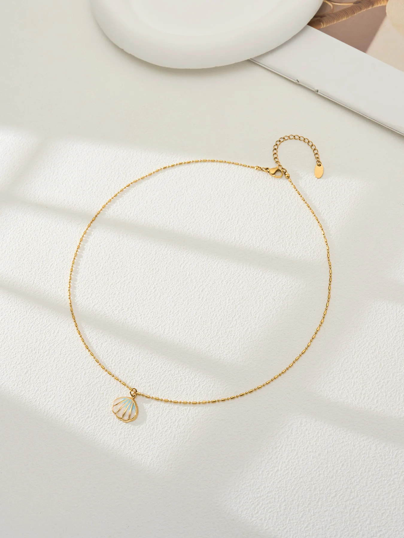Riesenrad-Halskette im Ozean-Stil mit Muschel-Anhänger für Damen, Wasserdichte Edelstahl-Choker-Kette für Festliche Anlässe – Detail 8