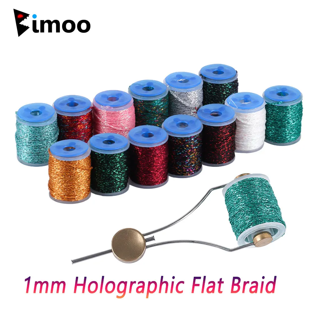 Bimoo 10M Holographische Lametta Körper-Wohnung Braid Fly Binden Material für Trout Nymph Streamer Salzwasser Muster Fly Lure faser