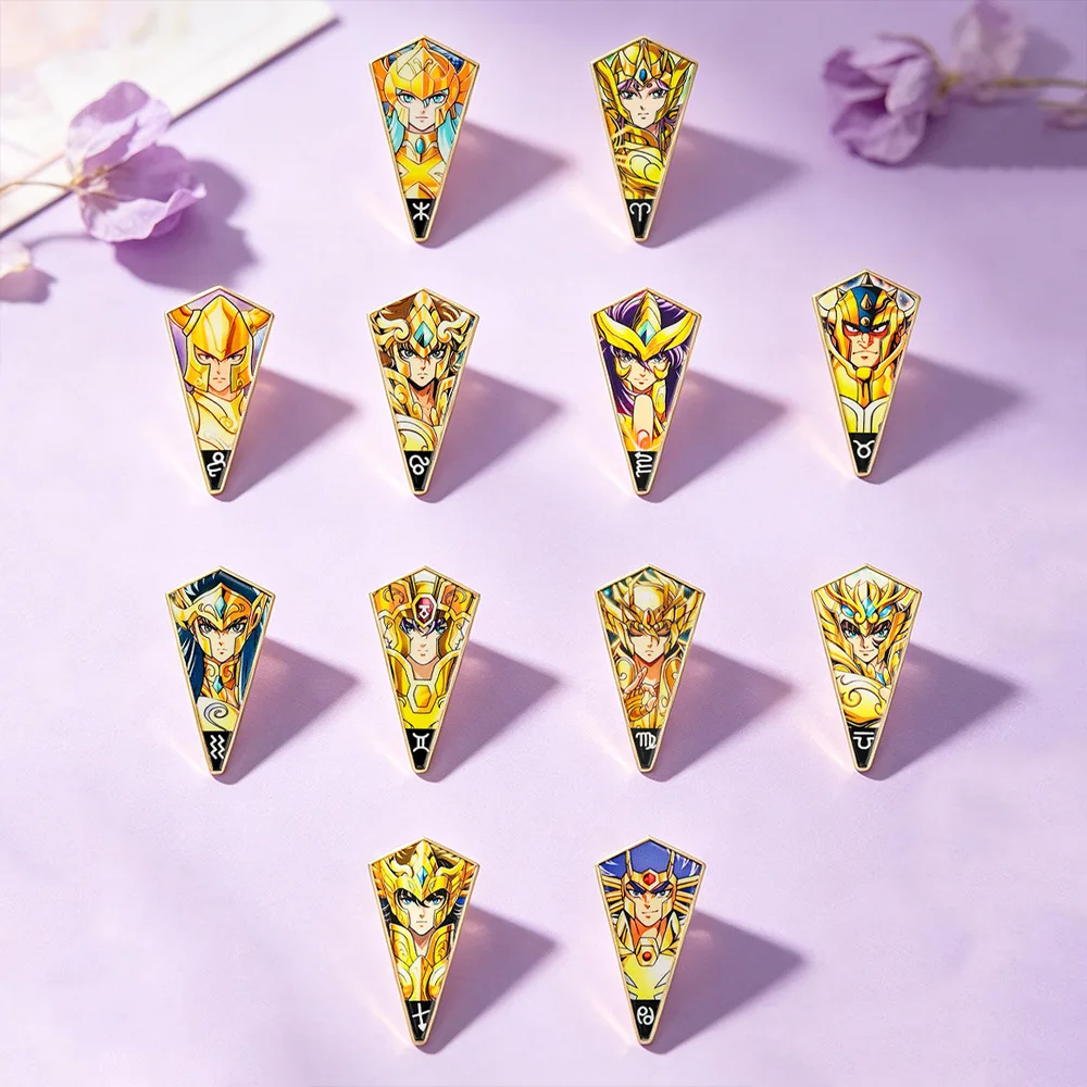 6-12Pcs Anime Saint Seiya Enamel Pins For Backpack Cartoon Gold Saint Brooch Badge For Clothes Schoolbags Friend Collect Gift view 2
