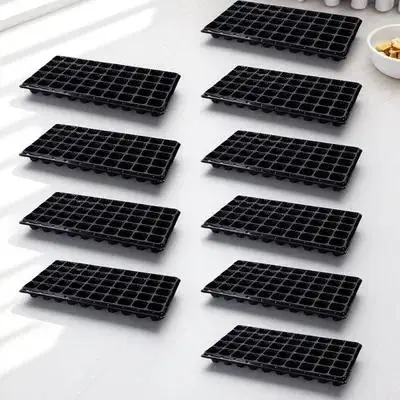 10Pcs 50-Cell Plant Starter Tray Crack-Resistant Premium Plastic Germination Tray Garden Supplies Sprouting Trays Planter