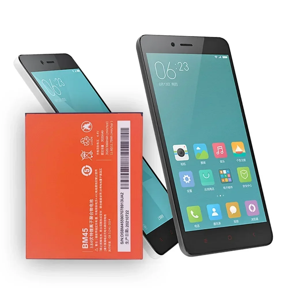 3020mAh Li-ion Mobile Phone Replacement Battery BM45 For Xiaomi Redmi Note 2 / Hongmi Note2 Rechargeable Internal Battery