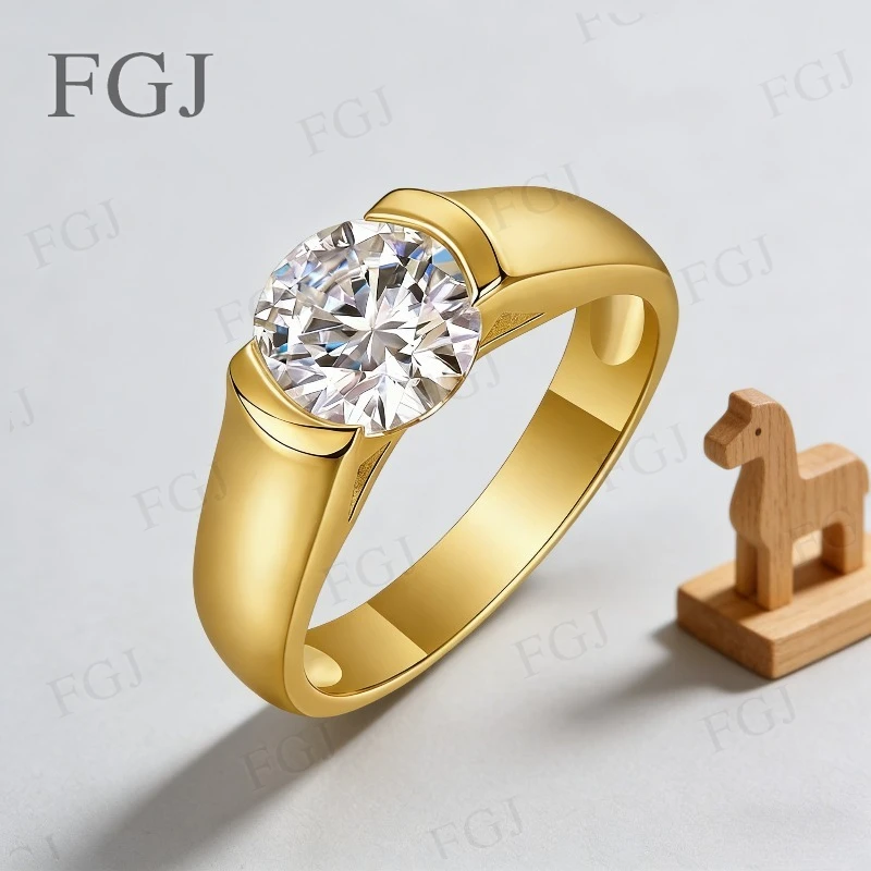 

Кольцо с муассанитом, сертифицированное GRA, из стерлингового серебра 925 пробы, круглое, 2 карата, VVS1, цвет D, изысканные ювелирные изделия для женщин, обручальное/свадебное кольцо, подарки