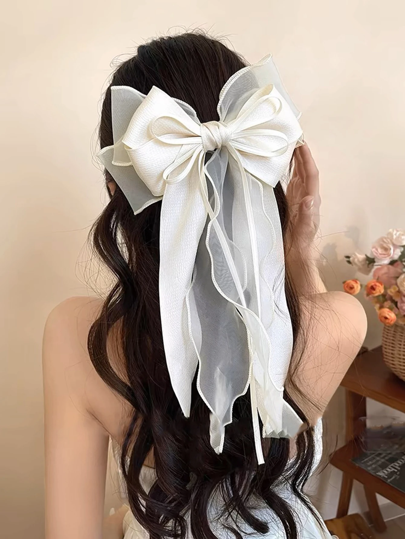 Bright Silk Bow Spring Clip Black Hairpin Girls Sweet Ponytail Hair Clip Barrettes For Women Summer Fashion Hair Accessories