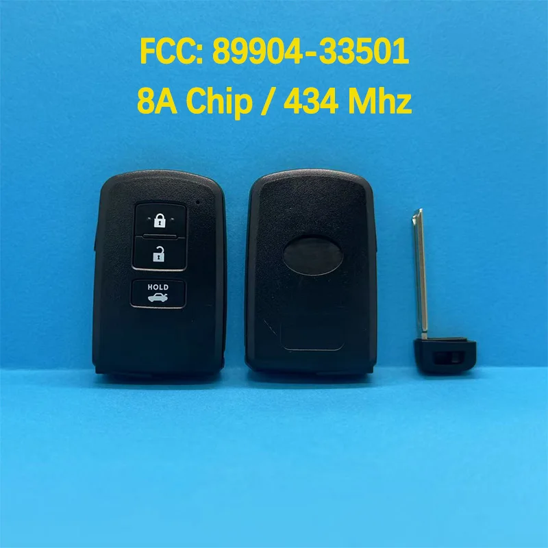 CN007160 Aftermarket 2 Buttons Smart Remote Key FCC 89904-33501 BA9EQ 8A Chip 434 MHz Keyless Go For Toyota Auris Rav 4