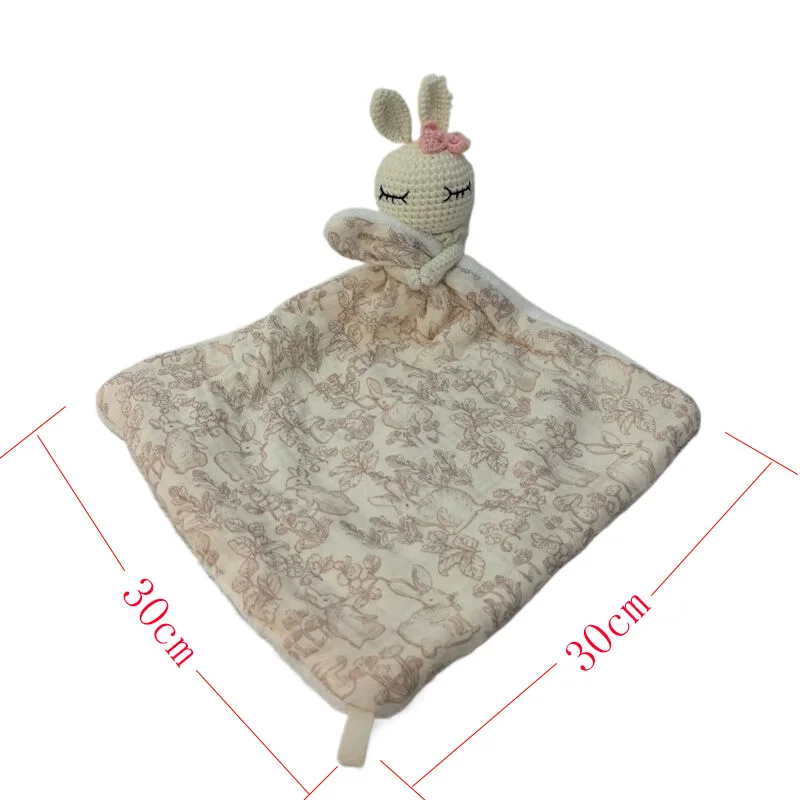 Personalized Name Bunny Toy Lovely Baby Towel Feeding Bib Soft Security Blanket doudou Cotton Burping Cloth Infant Shower Gift