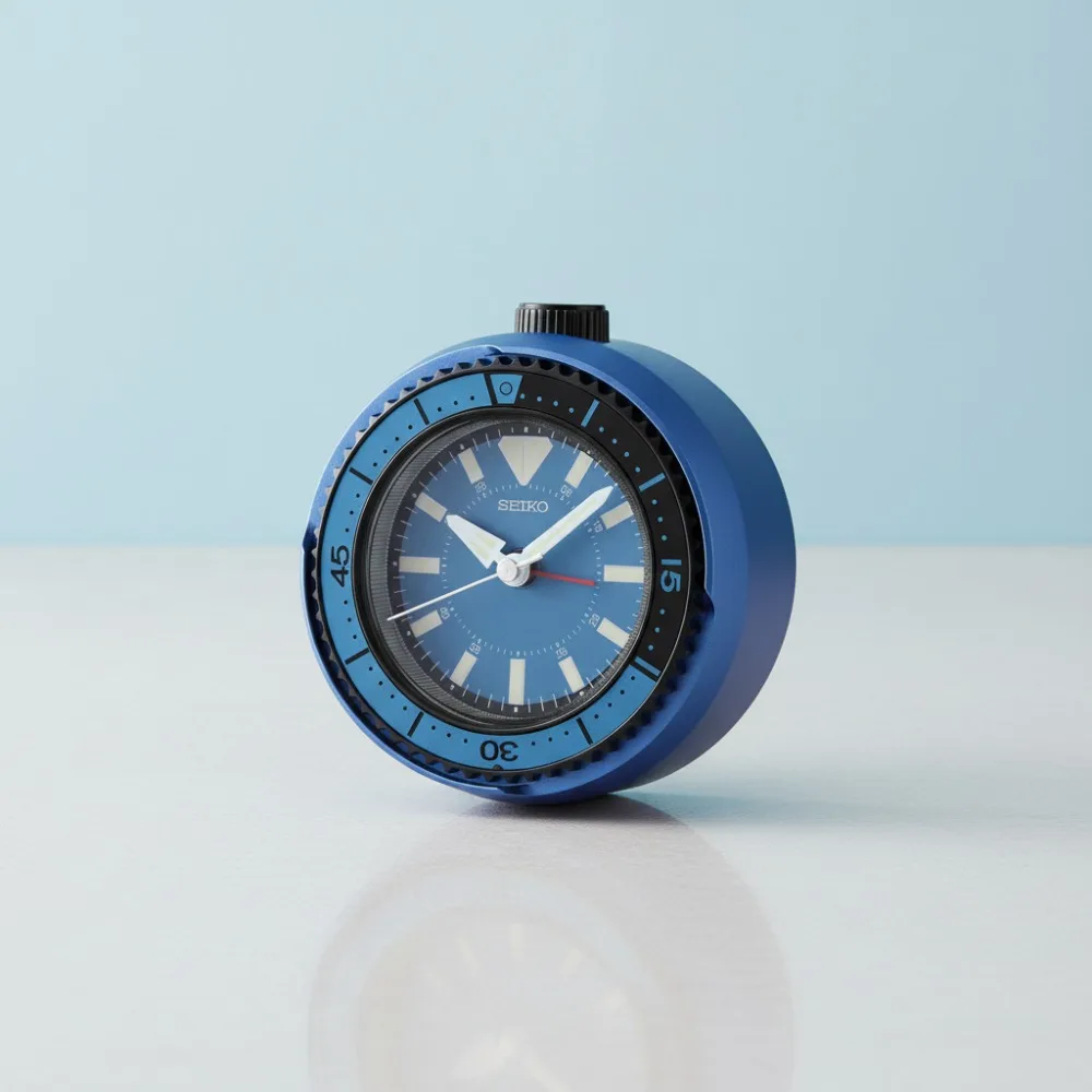 

Modern Silent Alarm Clock 4 Inch Metallic Blue - No Ticking, Beep Alarm, Snooze & Light for Bedroom Office
