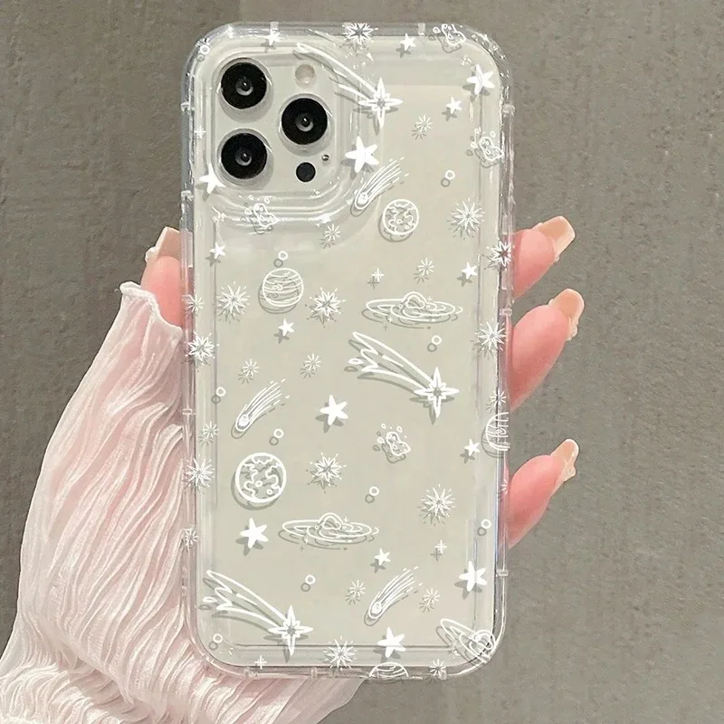 Sun Moon Stars Transparent Phone Case For iPhone 14 13 12 11 15 16 Pro Max XS XR X 16E 8 7 Plus SE 2020 Phone Soft Cover