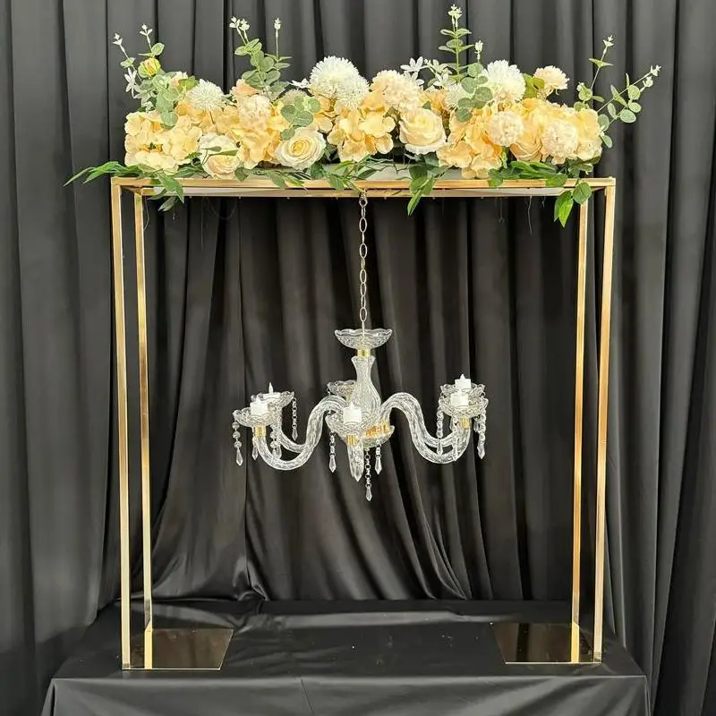 

5PCS Gold Plated Iron Square Flower Stand，Luxury Wedding/Birthday Tabletop Centerpieces，Event Decor Vase