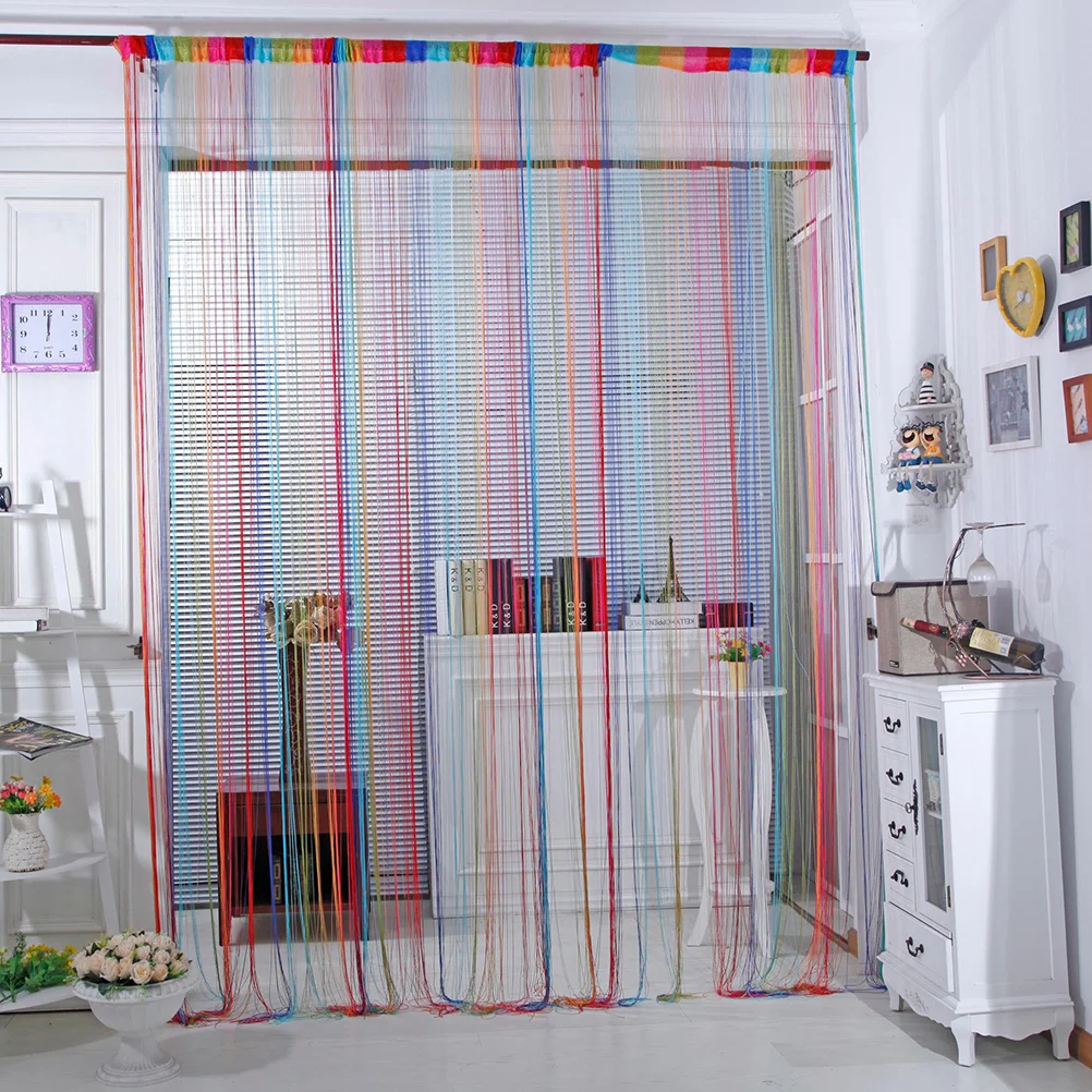 

Colorful String Curtain Multicolored Six Colors Washable Thread Curtains Room Divider Bedroom Living Room Door Drapes