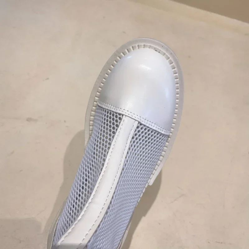New Fashion Elegant Women\'s Boots Spring And Summer Mesh Hollow Thick Heel Retro Knee Breathable Cool