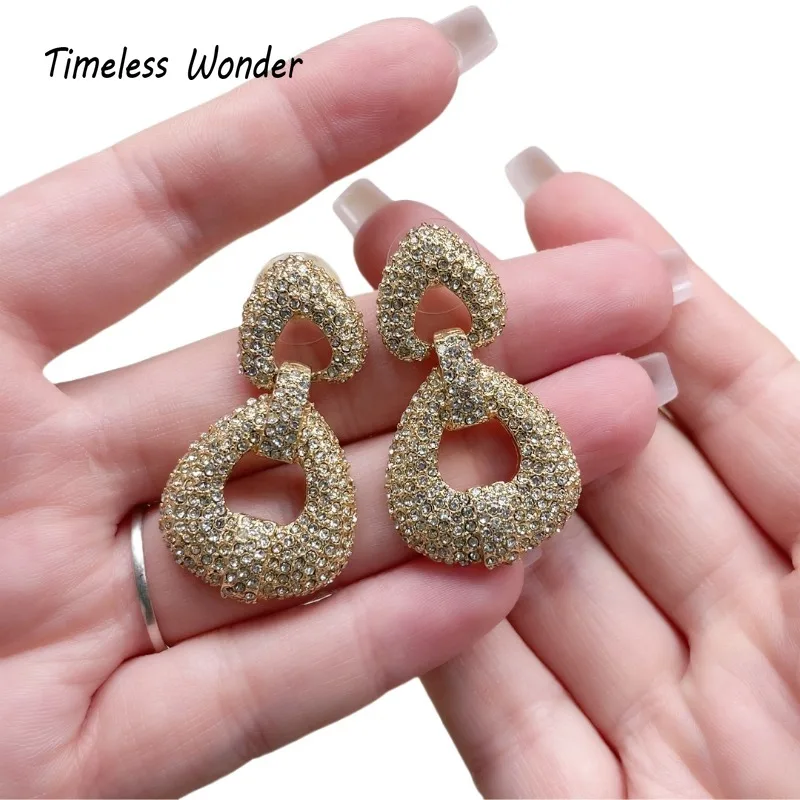 

Timeless Wonder Fancy Rhinestone Geo Stud Earrings for Women Designer Jewelry Runway Goth Luxury Rare Bride Gift Top Classy 5157