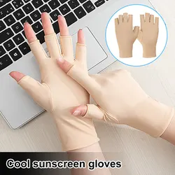 Guantes de medio dedo para conducir, protector solar, Anti-Uv, elásticos, finos, transpirables, Verano