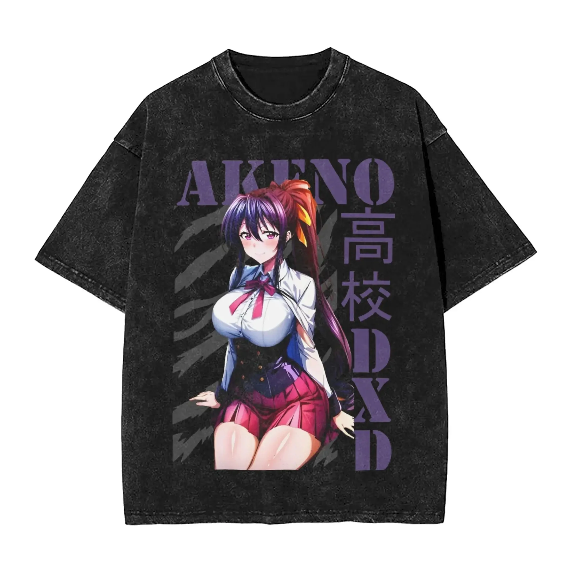 High School DxD Rias Gremory Merch Vintage Wash Tee T-Shirts Women Men Fashion Streetwear Short Sleeve Top view 4