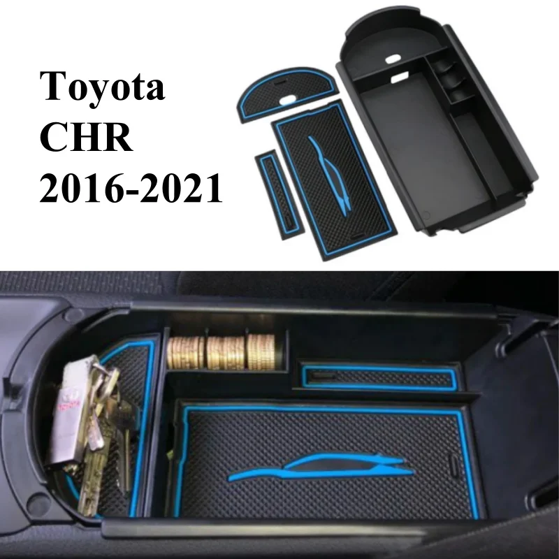

For Toyota C-HR CHR 2016 2017 2018 2019 2020 2021 Car Center Console Organizer Tray Armrest Box Storage Glove Case Accessories