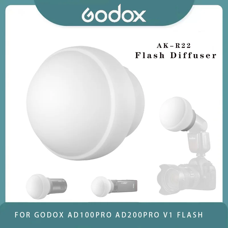 Godox AK-R22 Collapsible Silicone Photography Diffuser Dome for V1 Series Flashes AD100PRO AD200PRO (with H200R) Photography