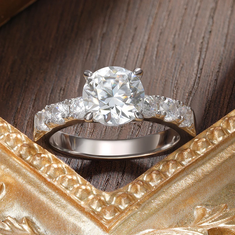 KNOBSPIN D VVS1 2ct Moissanite Rings for Women Engagement Wedding Brilliant Lab Diamond Band with GRA s925 Sterling Silver Ring