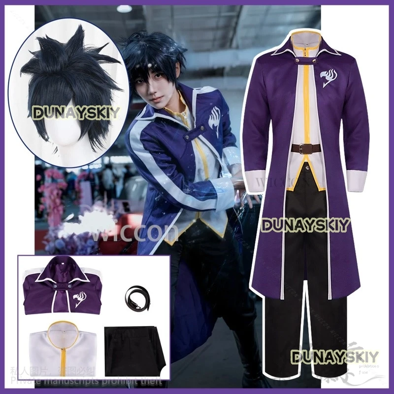 Gray Fullbuster Cosplay Anime Fairry Tail Costume Long Sleeved Trench Coat Uniform Adult Man Halloween Carnival Suit Customized