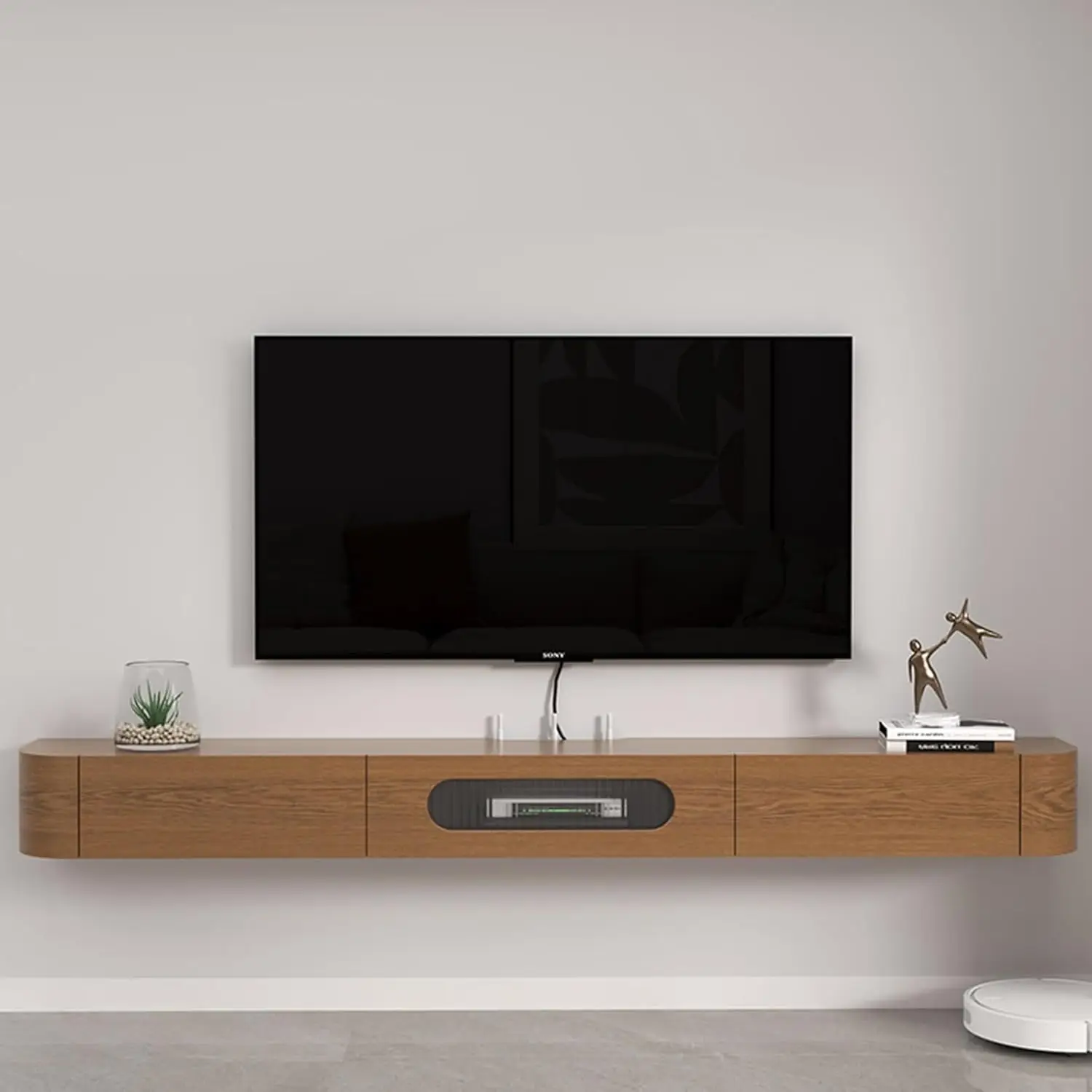 

！@Combohome Living Room Furniture Free Standing Wall Mounted Floating Wooden TV Stand Cabinet