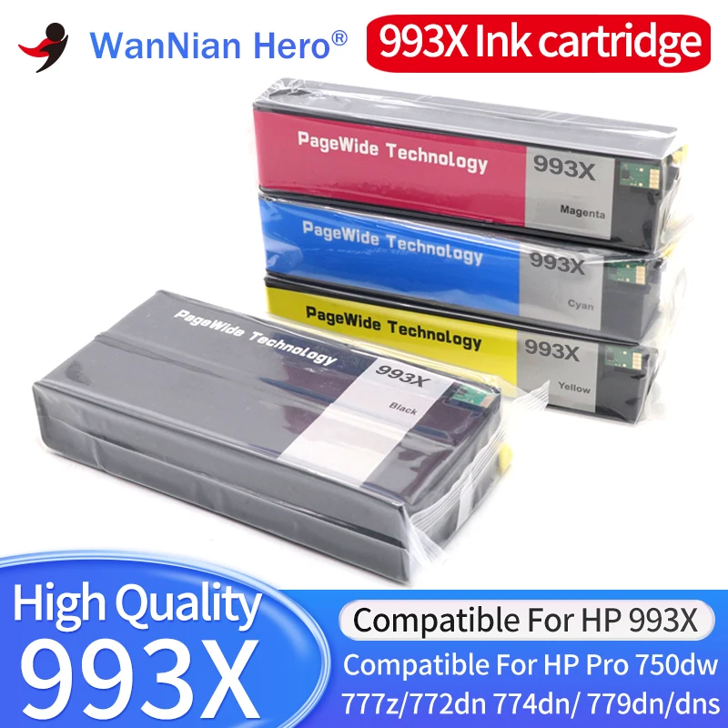 

993X 993 993XL Compatible Ink Cartridge With Pigment Ink For HP PageWide 755dn 774dn 750dn 750dw 772dn 772dw 777z 777zs BK 460ml