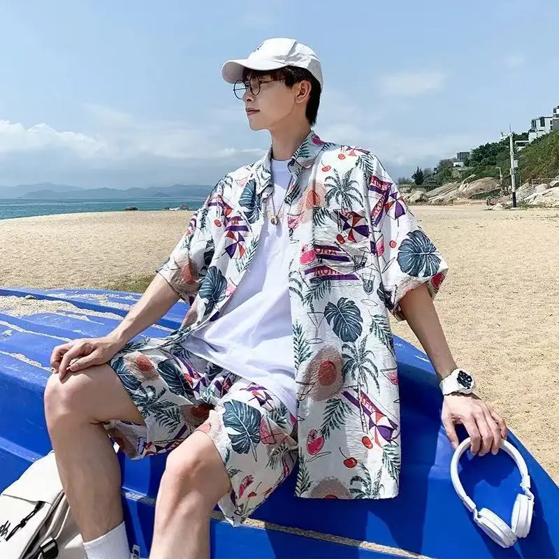 

Men's Travel Outfit Beach Shorts Set Printed Quick Dry Water Friendly Plus Size Loose Fit Seaside Vacation