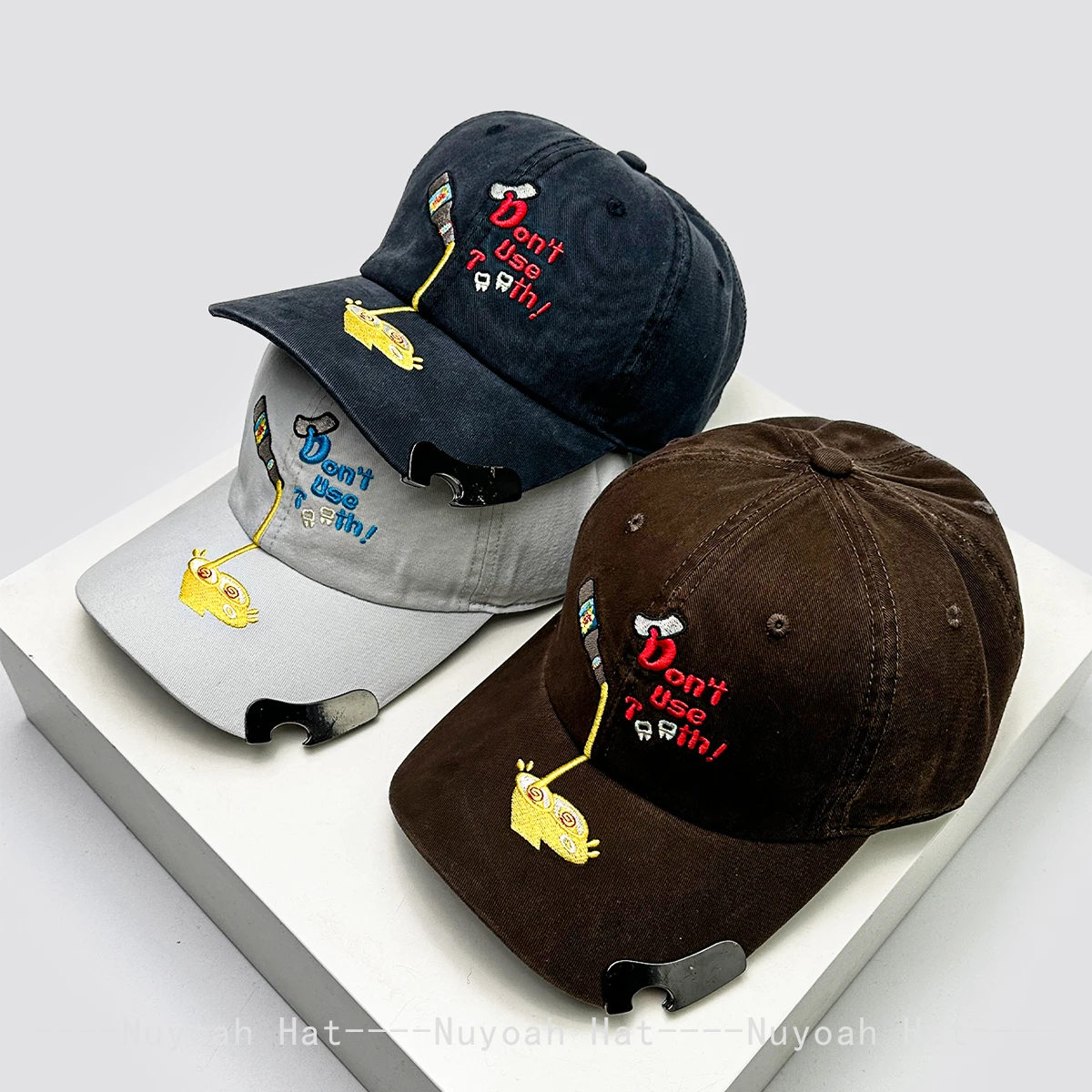 

New Unisex Interesting Letter Embroidery Baseball Hats Sunshade Bottle Opener Versatile Niche Peaked Caps Personal Fashion ins
