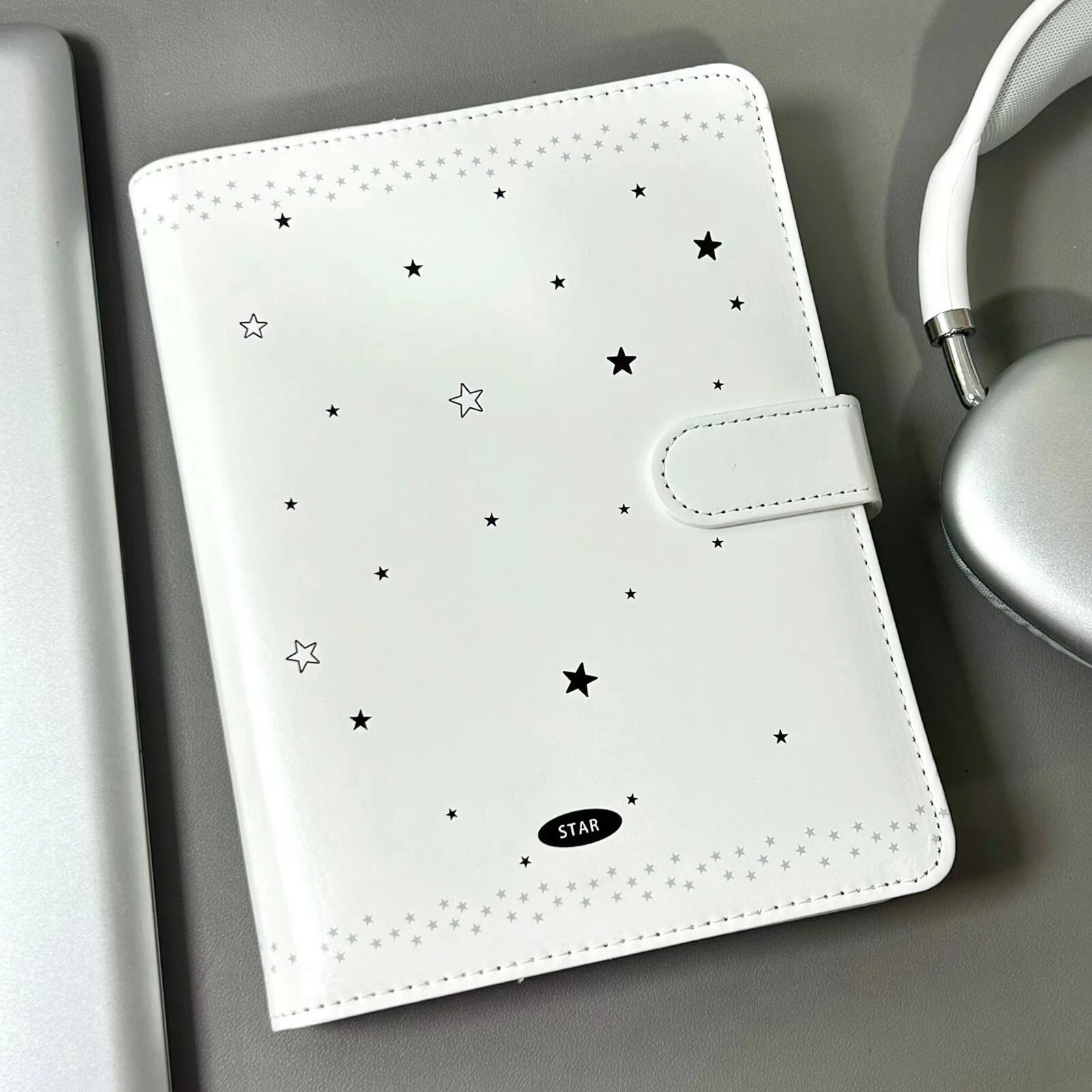 A5 Kpop Photocard Binder with 30 Pack Cute Star Picture PU Leather Photocard Holder Book with Magnetic Buckle Closure