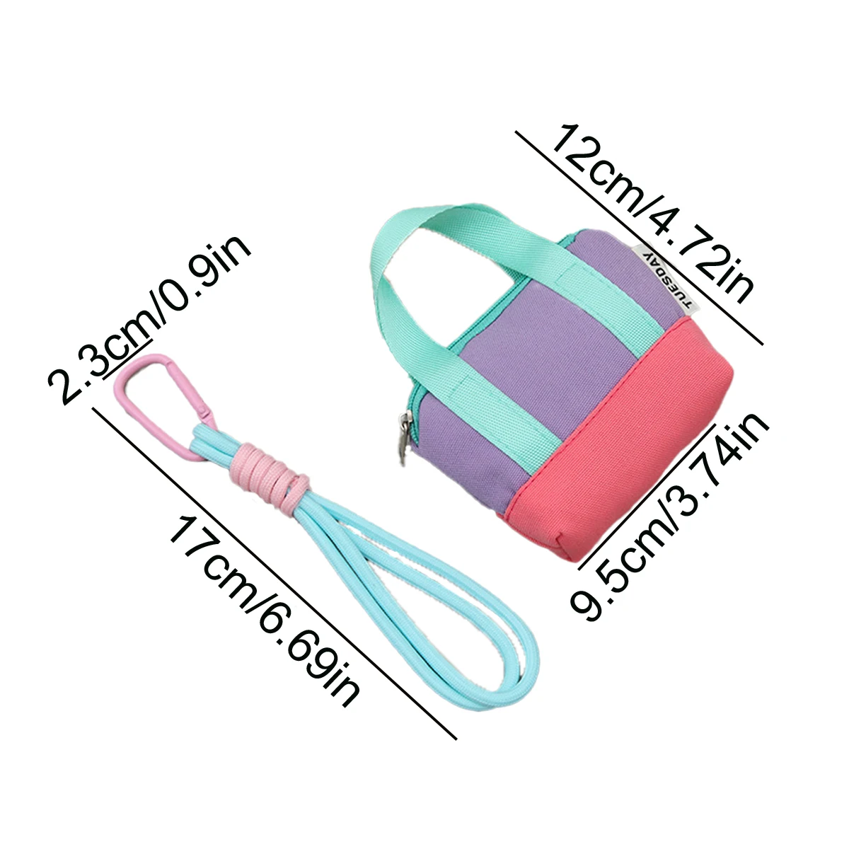 Mini Canvas Coin Purse Cute Color Block Zipper Keychain Portable Lipstick Earbud Pouch Bag Charm for Student Back To School Gift