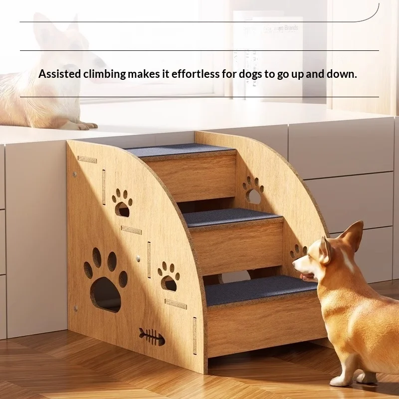 

Non-Slip Pet Stairs for Small Dogs, 3-Step Dog Ramp Ladder for Bed Couch, Wear-Resistant Climbing Aid for Senior Dogs