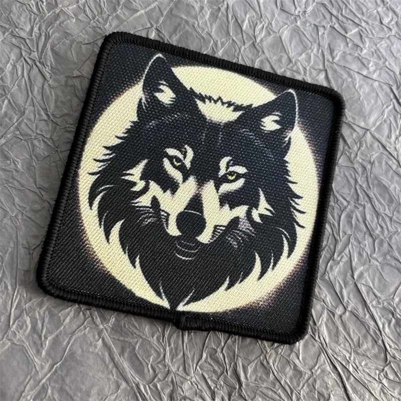 Wolf Printed Patch Stickers on Clothes Morale Badge Military Tactical Patches Backpack Armband  Hook and Loop Applique