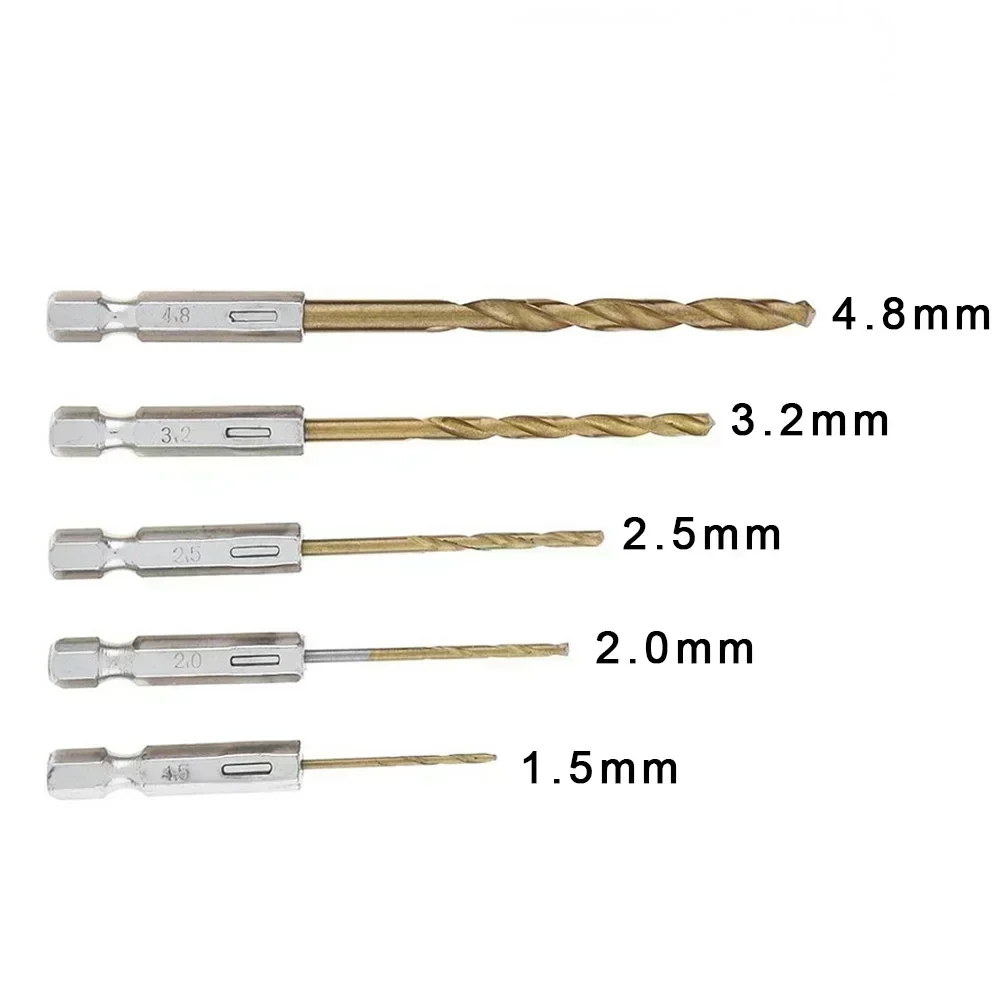 Efficient Drilling With This 5 Piece Hex Shank Bit Set Compatible With Most Power Tools For Metal And Wood Use
