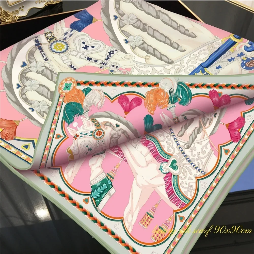 Gift Spring New Sweet Love Warhorse Versatile Decorative Curling Double-sided Heterochrome Large Square Scarf Chest Wrap Scarf