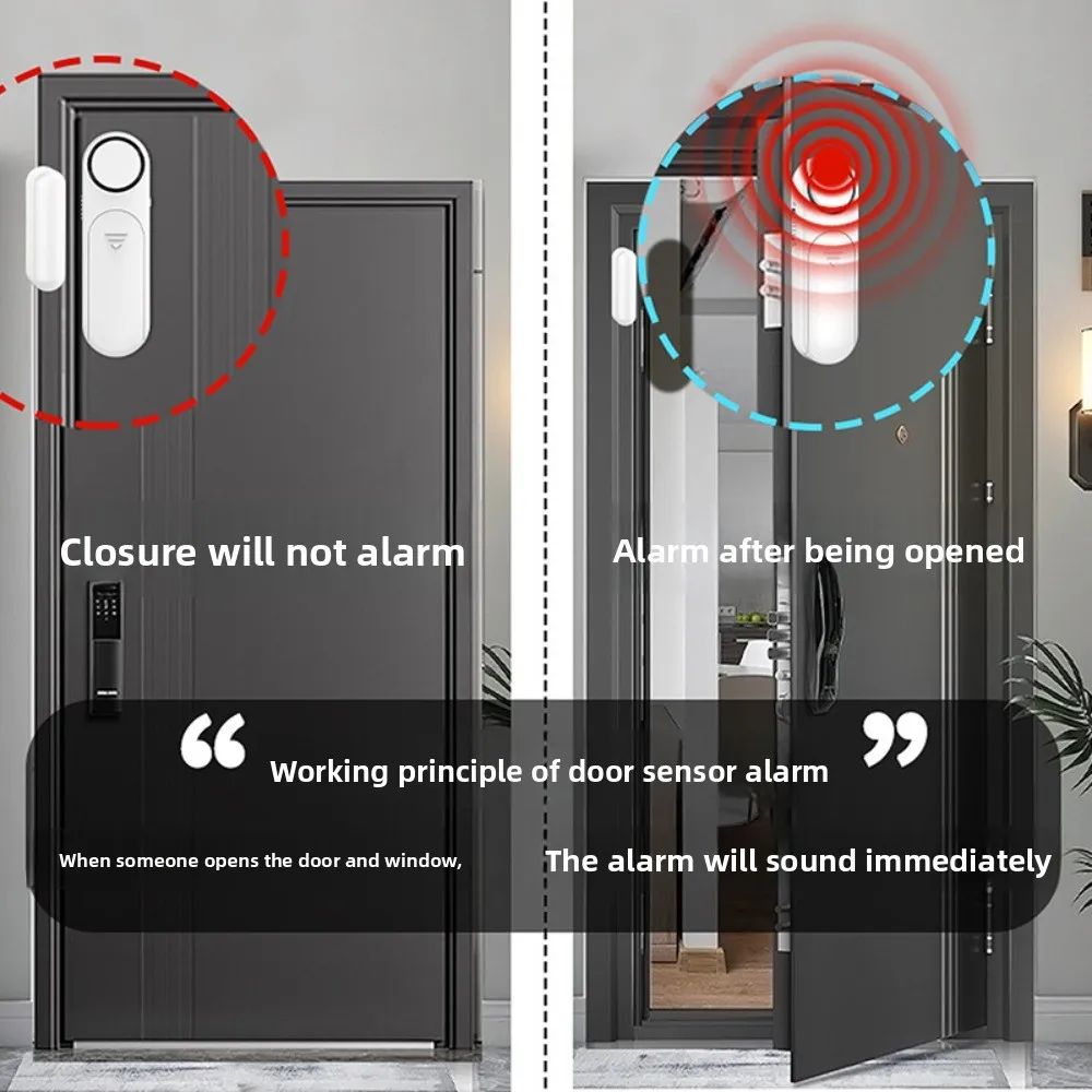 Commercial Grade Magnetic Alarm  Instant 120dB Siren Alert with LED Flash Wireless Entry Sensor  Stores  Apartments