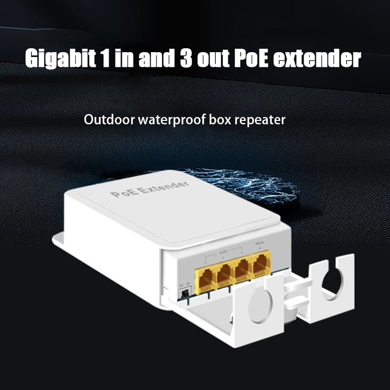 4Ports Outdoor POE++ Gigabit Extender 1 In 4 Out POE Switch Repeater With 1000Mbps IEEE802.3af/at/bt Extender For Camera