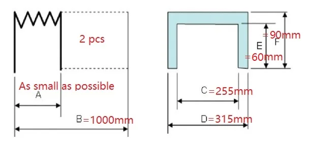 T12  fire proof nylon protection bellow for cnc machine, 315mm x 90mm x 1000mm, 2 pcs