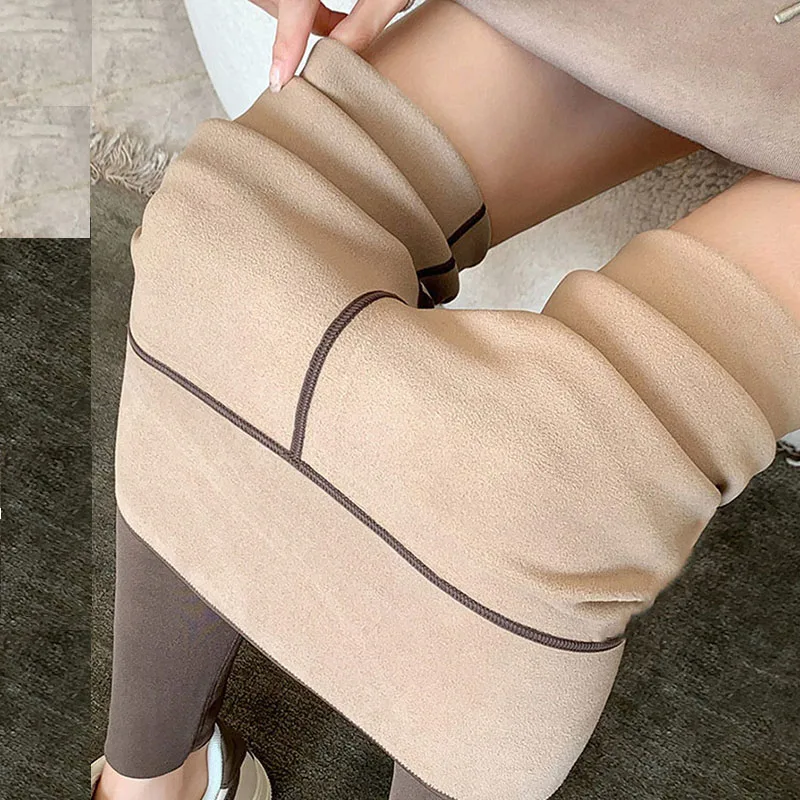 Xpqbb Autumn Winter Plus Velvet Shark Leggings Women High Waist Elastic Slim Sport Fitness Pants New Korean Warm Fleece Leggings