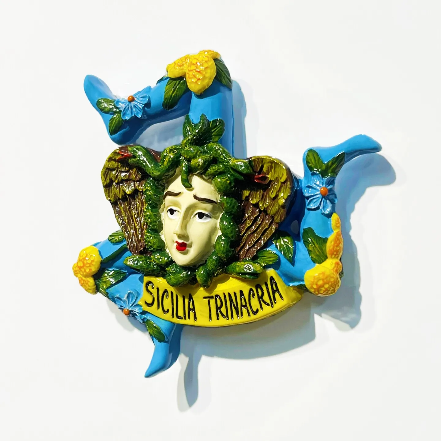 Sicily Italy Trinacria Resin Fridge Magnet Travel Souvenir,3D Hand Painted Refrigerator Magnet Home Decor Collectible Gift