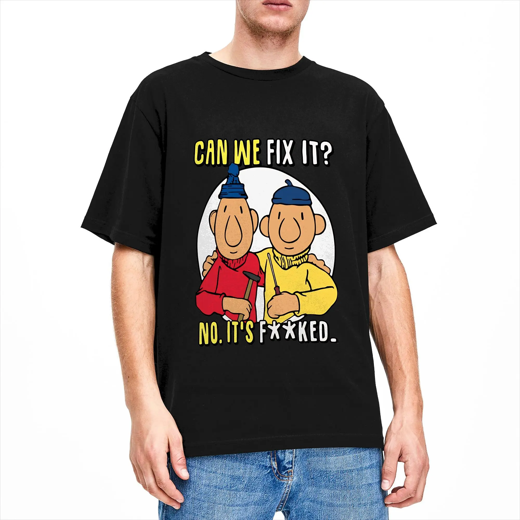 Pat and Mat  Can We Fix It Men's T Shirt  Novelty Tee Shirt Short Sleeve O Neck T-Shirt 100% Cotton Gift Idea Clothes