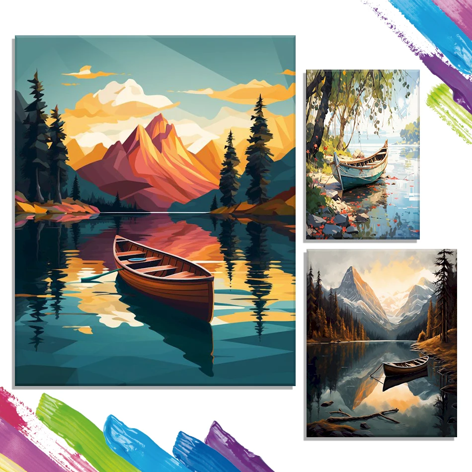 

GATYZTORY Painting By Number Adults Small boat scenery Coloring By Numbers Diy Crafts Acrylic Paints Picture Paint Kit Wall Art