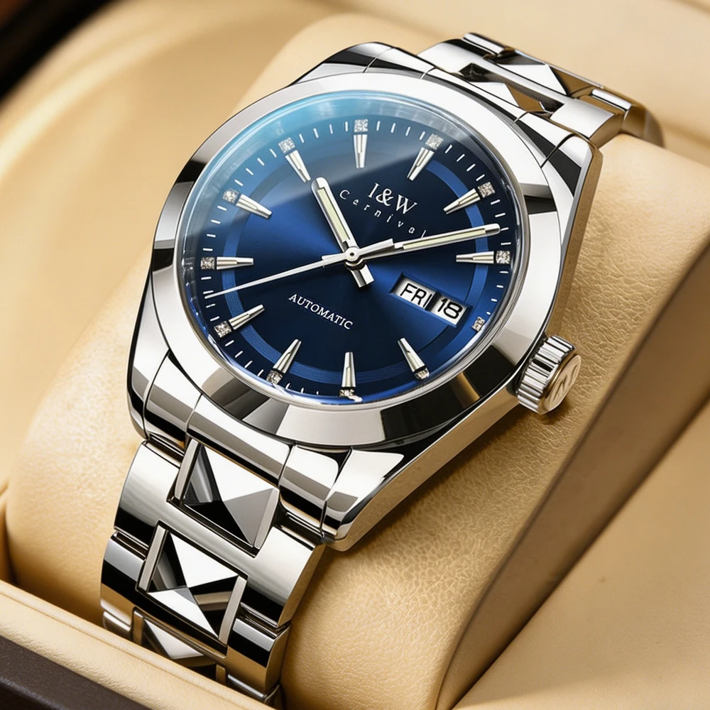 Carnival IW Brand High End Luxury Tungsten Steel Mechanical Watch Men Sapphire 50M Waterproof Imported Movement Automatic Watch