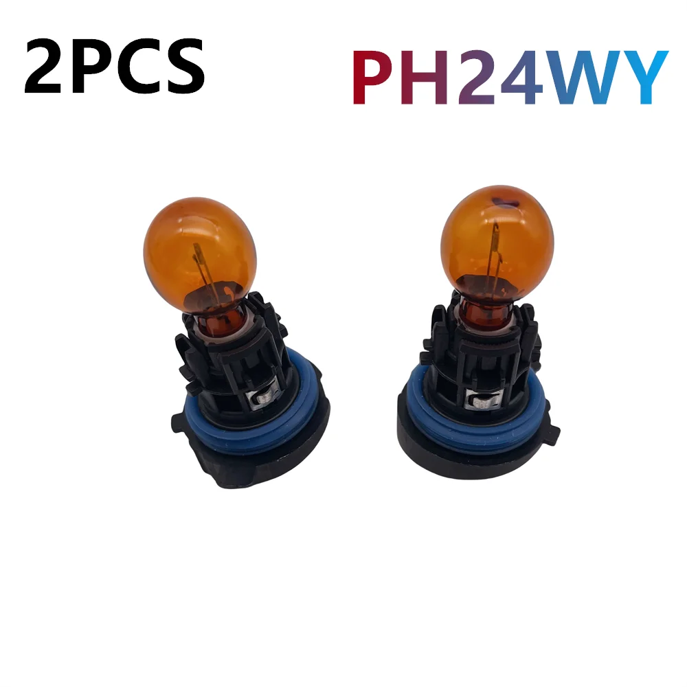 1/2PCS Original White Amber 12V PH24WY PH24W Halogen Lamp With Base For Peugeot 3008 5008 Citroen C5 DRL Turn Signal Light