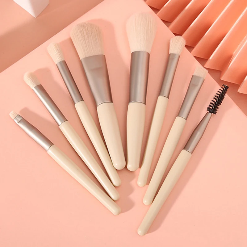 8PCS Professional Makeup Brushes Brow Eyeliner Female Make Up Brush Set Concealer Brush Girl Real Technique Brushes Tools HZS09