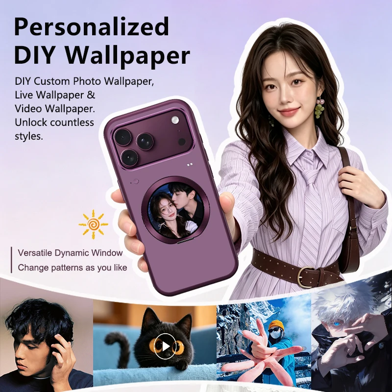 Smart Phone Case with Smart Display Customizable Photos Videos One-click Recording Touch Window on Back For iPhone 18 Pro Max
