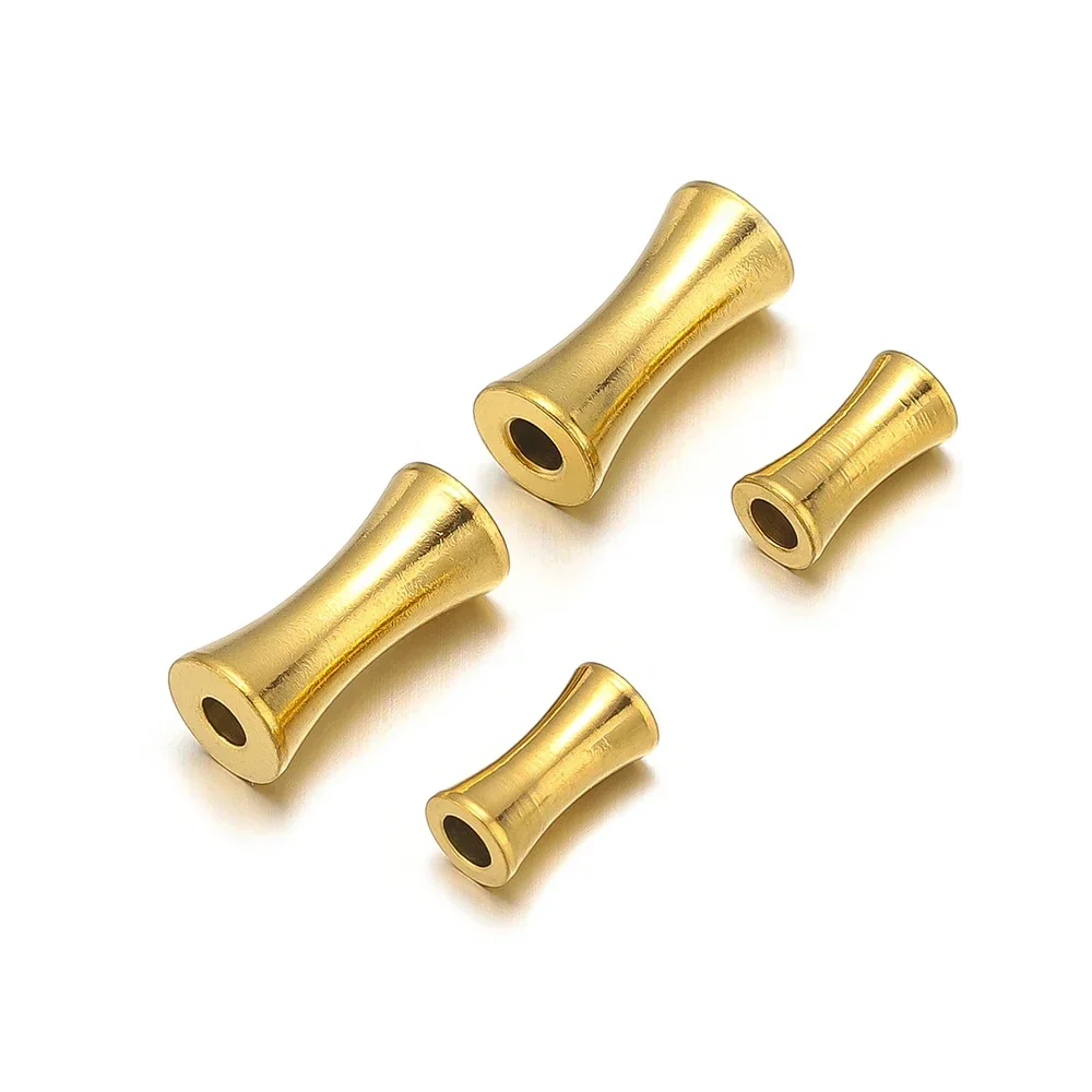 10pcs Stainless Steel Gold Plated Barrel Drum Beads Tube Spacer Beads Charms for DIY Necklace Bracelet Findings Jewelry Making