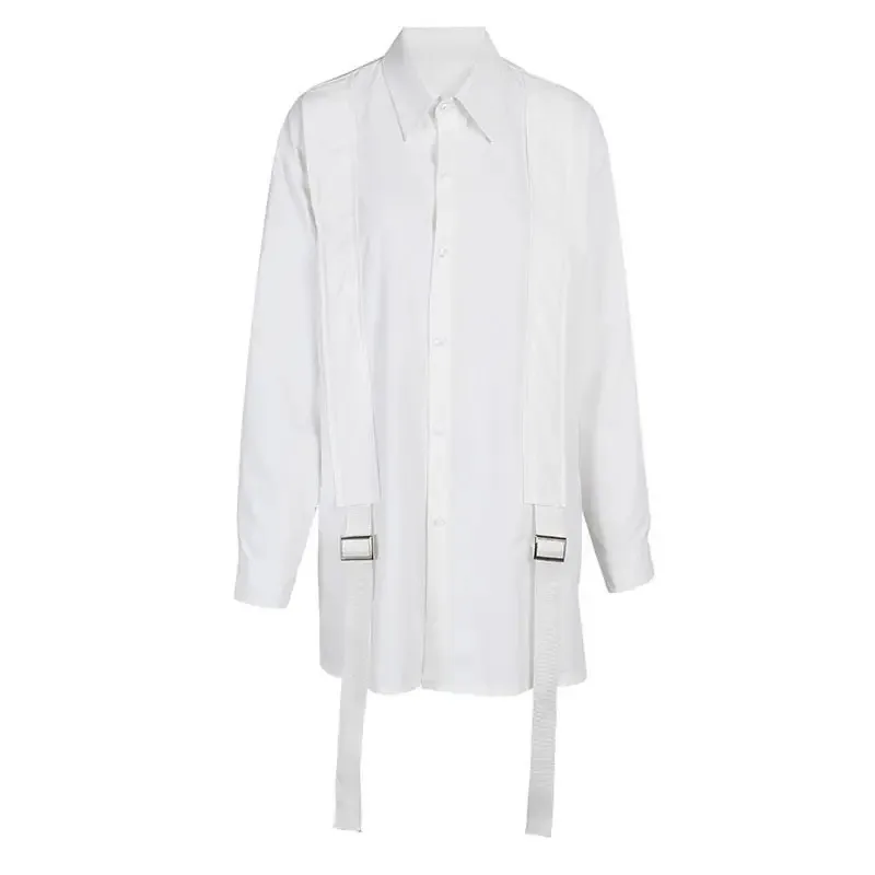 

SuperAen Autumn 2024 New Shirt White Long Sleeve Lapel Collar Design White and Black Shirt Women Tops